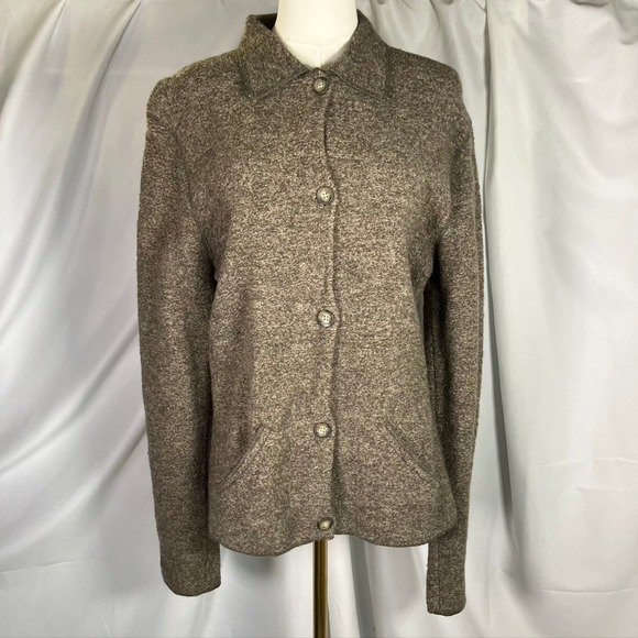 Evan Picone Womens Wool Button Front Sweater Jacket Brown Large L Vintage - Picture 13 of 13